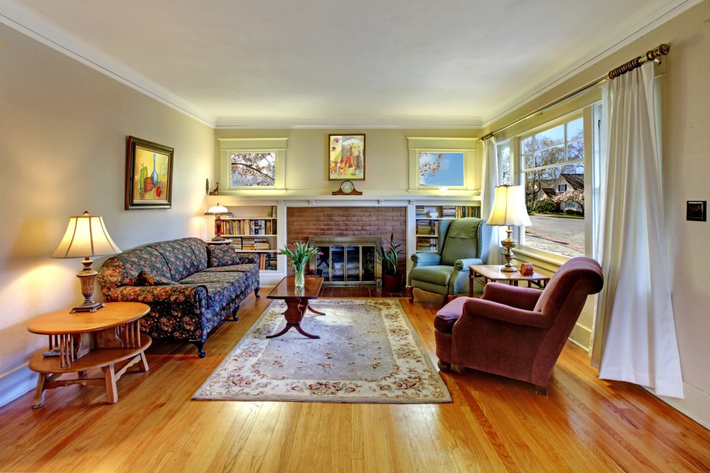 living room in midcentury design