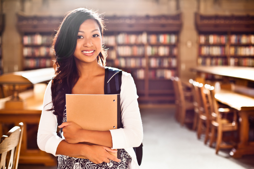 woman at a library