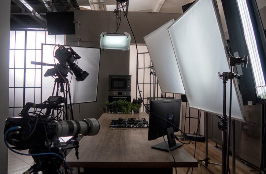 a well equipped room with camera and monitor