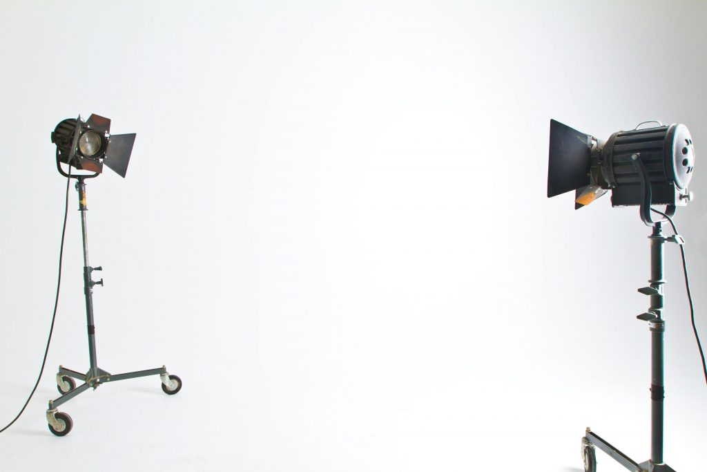 two lights set up in a studio